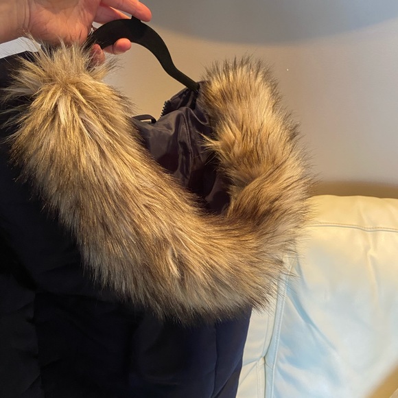 Fur hoodie sleeveless jacket Navy - size XL petite - Picture 4 of 9